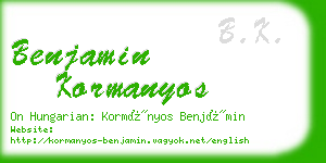 benjamin kormanyos business card